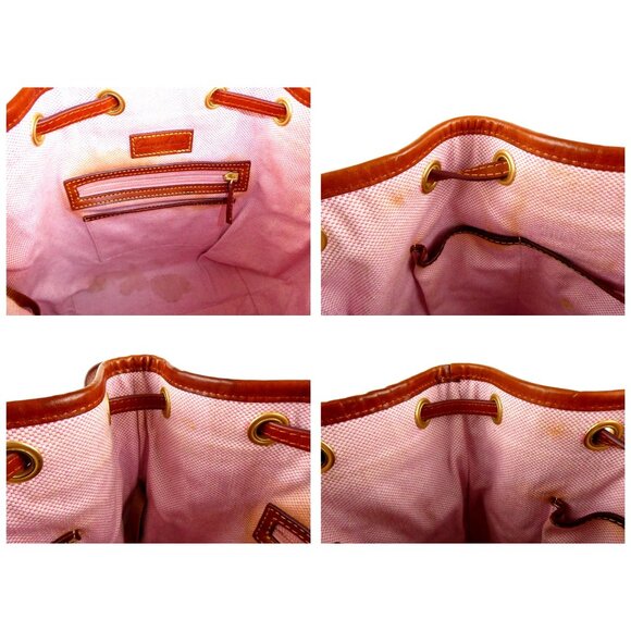 Dooney & Bourke Green Brown Leather Drawstring Bag - Picture 9 of 13